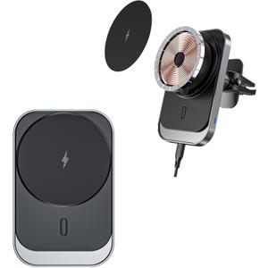 Cell Phone Holder,for Mag-Safe Car Mount Charger,Wireless Car Charger,Car Magnetic Wireless Charging,Stick on Dashboard Magnetic Phone Holder Mount for Smartphone,15W Fast Charging