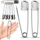 10 Pcs 5 Inch Large Safety Pins Stainless Steel Safety Pins Heavy Duty Strong Laundry Pins for Fashion, Sewing, Quilting, Blankets, Heavy Laundry, Crafts and Decorations (Silver)