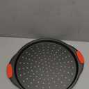 NutriChef 13-Inch Nonstick Pizza Tray - Round Carbon Steel Non-Stick Pizza Pan with Perforated Holes, Premium Bakeware Pizza Screen with Silicone Grip Handles, Dishwasher Safe - NCBPIZ1