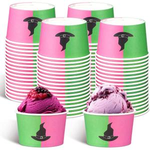 Newtay 50 Pcs 9oz Party Decorations Snack Cups, Paper Disposable Snack Bowls Dessert Food Treat Paper Bowls for Women Birthday Party Decorations(Witch)