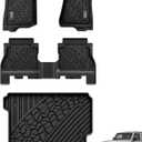 3W Floor Mats&Cargo Liner Fit for Jeep Wrangler JL 2018-2025 2026 Unlimited 4-Door Sahara Willys Rubicon Without Subwoofer (Non JK or 4XE) All-Weather TPE Floor Liner and Trunk Full Set Car Mats