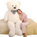 MaoGoLan Giant White Teddy Bear Stuffed Animal 6 Feet,Soft Cuddly Smiling Face Big Life Size Valentines Teddy Bear Plush Gift for Boyfriend Girlfriend,Brithday