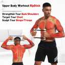 Rip Stick Workout - Upper Body Workout Equipment Home Gym - with Adjustable Resistance Bands - Portable Wooden Exercise Equipment - Joint Rehab (Burlywood)