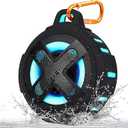 Upgraded, IP67 Waterproof Bluetooth Speaker, Silicone Case,10W Pro Sound&Deep Bass,24H Playtime, with Lights,Clip,Floating,for Shower,Beach essentials, Kayak Paddle Board Boat Lake Camping accessories