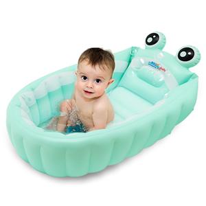 Inflatable Baby Bathtub,Newborn Bathtub Seat for Infant,Non-Slip Baby Pool for Sitting up,Foldable Toddler Tub Shower,Portable Travel Bath for Kids 0-6 Year (Green)