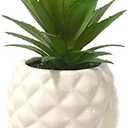 White Porcelain Pineapple Ananas Faux Plant Potted Artificial Succulent 7.8" Home Office Bathroom Tabletop Shelf Kitchen Decoration