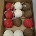 Soulchen 12 Pcs 2.36 Inch Christmas Ball Ornaments Boho Farmhouse Paper Rope Hanging Balls Neutral Rustic Ornaments for Xmas Tree Indoor Decor, Wreath Garland Wedding Home (Dark Red, Beige,Brown)