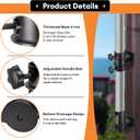Deck Umbrella Mount, Heavy Duty Patio Umbrella Holder 2PCSOutdoor Umbrella Stands,(Fit Max OD 2 inch) Deck Umbrella Bracket Corner Umbrella Clamp for Deck Railing (Flat Mount)