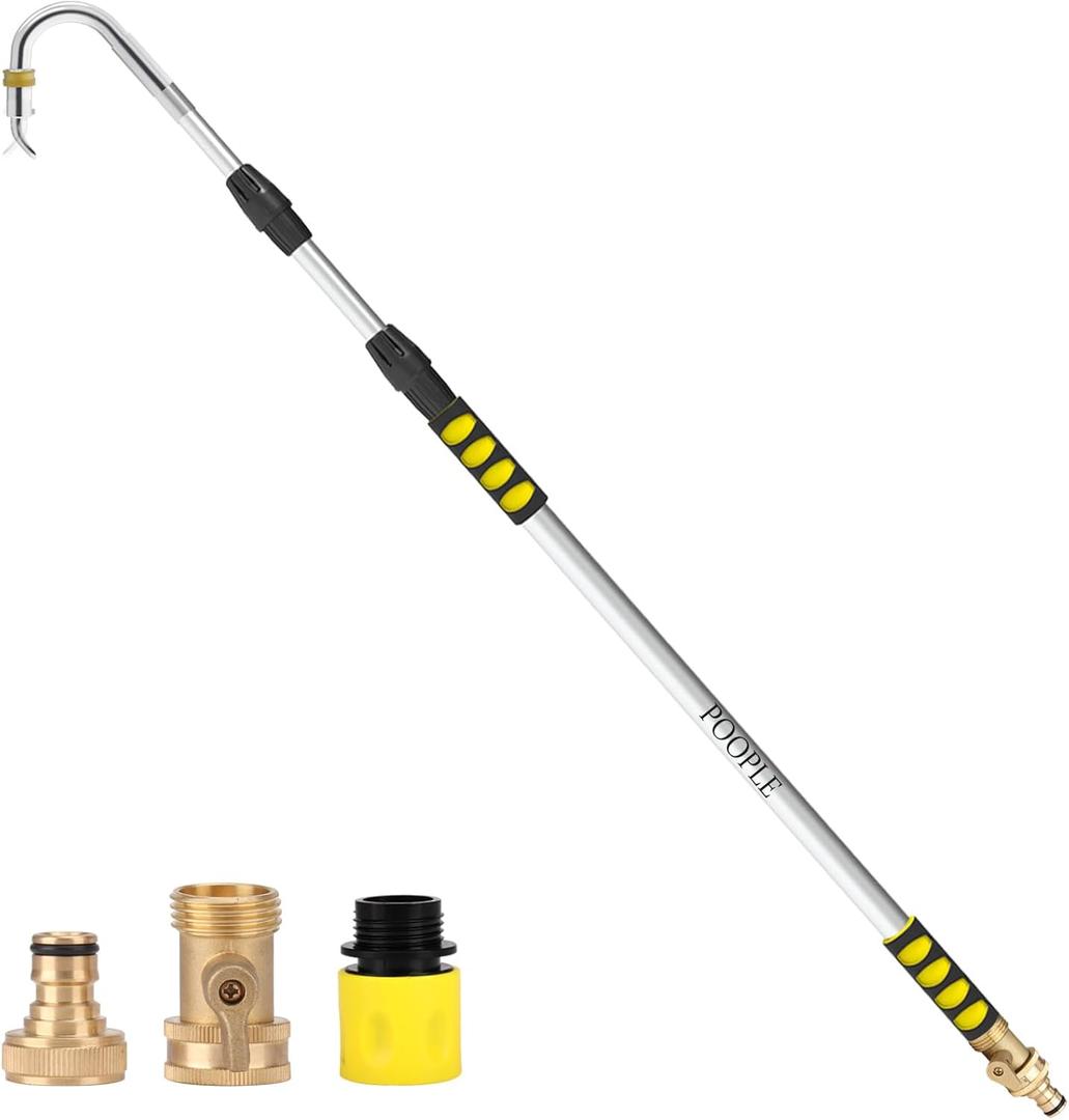 12FT (20ft Reach) Telescopic Gutter Cleaning Tools from the Ground, Rain Gutter Cleaners Tool with Hose Copper Attachment, Long Reach Gutter Cleaner Wand with Extension Pole