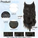 Halo Hair Extensions with Invisible Wire 20 Inch Dark Brown Hair Extensions with 4 Secure Clips Wavy Synthetic Hair extensions for Women Daily Part Use