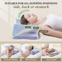 Cervical Pillow for Neck Pain Relief - Cooling Ergonomic Memory Foam Pillows for Sleeping, Contour Neck Support Pillow for Side, Back, Stomach Sleepers with Anti-pilling Pillowcase Queen Size-Ice Blue