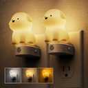 L LOHAS LED Plug in Night Light for Kids,2-Pack 3D Cute Puppy Night Lights with Dusk to Dawn Sensor,1600K/2700K/5000K 3CCT Dog Night Light,Christmas Birthday Gift Nightlight for Kids,Room Decor