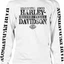 Harley-Davidson Men's Distressed Freedom Fighter Long Sleeve Shirt, White (4XL)