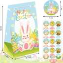 MKLTUHGDG 24 PCS Easter Treat Bags, Easter Goodie Bags, Paper Bags with Stickers Easter Gift Bags for Kids Easter Party Favors Cookies