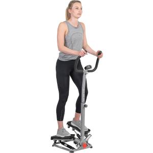 Sunny Health & Fitness Steppers for Exercise at Home Exercising Workout Cardio Climber Thigh Space Squat Twist Stepper Advanced Twisted Resistance Band Step with Optional Free SunnyFit App Connection