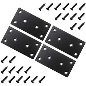 4 PC Flat Straight Brace Brackets, ULIFESTAR Stainless Steel Mending Bracket Plate Metal Shelf Support Fixing Joining Plate for Furniture, Wood, Shelves, Cabinet with Screws Black(50x100mm/2x3.94'')Pack of 2  