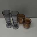 Amber Votive Candle Holders  Gradient Fall Tea Light Holders with Stylish Ribbed Design, Large Glass Votive Holders for Boho Wedding Centerpieces, Thanksgiving, Vintage Party Decor 2 set and 160/280ml French Medieval Black Rod High Foot Glass Vintage