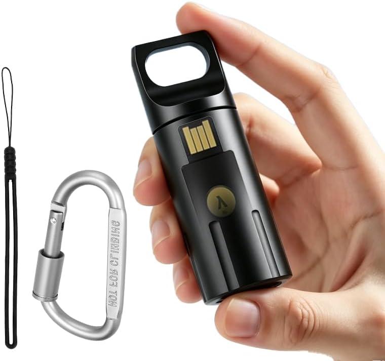 YubiKey Case for YubiKey 5 NFC & 5C NFC, Waterproof Aluminum Security Key Holder, Shockproof Crypto Wallet Protector with Carabiner and Lanyard (Black)