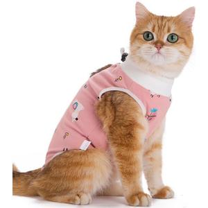 Cat Recovery Suit Female Kitten Onesie for Cats After Surgery Female Spay Surgical Abdominal Wound Skin Diseases Cone Collar Soft Alternative Wear (Alpaca, S)