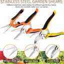3 Pack Garden Pruning Shears Stainless Steel Blades Handheld Pruners Set with Gardening Gloves