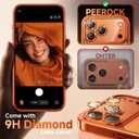 Magnetic for iPhone 17 Pro Case with Glitter Integrated Lens Protection, [Glossy Bumper & Shiny Magnetic Ring] [Compatible with Magsafe] Cute Women Girl Protective Case for iPhone 17 Pro Cosmic Orange