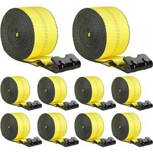 VEVOR Truck Straps, 4" x 40' Heavy Duty Tie Down w/Flat Hooks 18,000lbs Break Strength, WLL# 6000lbs, Cargo Straps tie Down for Flatbeds, Trucks, Trailers, Farms, Rescues, Tree Saver, Yellow(10 Pack)