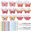 Foilswirl 24 Set Thanksgiving Turkey Ceramic to Paint Thanksgiving DIY Painting Kit Paint Your Own Fall Pumpkin Crafts Unpainted Turkey Figurine Plaster with Brushes Bags for Decor Party Favor Gifts