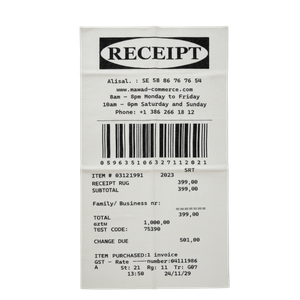 Receipt cover long white rug
