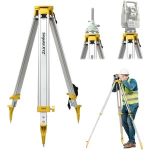 Aluminum Surveying Tripod, Heavy Duty Construction Transit Tripod with Quick Clamp, 5/8-Inch-11 Threaded Flat Head for RTK Base Station, Total Station & Laser Level