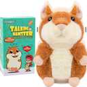 Talking Hamster - Toddler Stuffed Animal Toys for Boys Girls 2 3 4 5 6 Year Old - Repeats What You Say - Interactive Plush Sensory Companion Toy for Kids Easter Basket Stuffers Birthday Gifts (Brown)