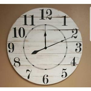 Tamengi 15 inch Diane Weathered Wood Fixer Upper Farmhouse Style Wall Clock with White Distressed Finish and Black Arabic Numbers. Made in USA