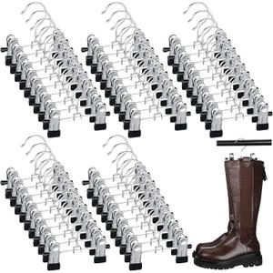 Yinkin 50 Pcs Boot Hangers Double Adjustable Clips Space Saving Pants Travel Portable Hanger Hanging Boot Organizer for Bags Clothes Laundry Home Socks Hat