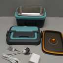 Cordless Electric Heated Lunch Box for Men Adults Women, Rechargeable Battery Powered with Automatic Self Heating, Portable Food Warmer Lunch Box for Work, Including Spoon, Insulated Carry Bag