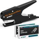 AFMAT Effortless Plier Stapler, Metal 30 Sheet Stapling Plier, 15000+ Stapling Times, with Staples & Reload Button, Handheld Stapler Heavy Duty, Space Save Size, Good for Office, Home, School, Black