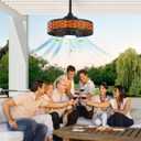 Outdoor Ceiling Fans with Light for Patios, 20" Weatherproof Gazebo Fan with Hanging Hook, Remote Control & APP, 6 Speeds, 3CCT, Caged Plug in Ceiling Fan for Patio