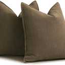 ZWJD Brown Pillow Covers 22x22 Set of 2 Chenille Throw Pillow Covers with Elegant Design Soft and Luxurious Decorative Throw Pillows for Couch, Bed, and Home Decor