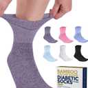 Pembrook Bamboo Viscose Diabetic Socks for Women & Men - 6 Pairs Ankle Socks for Swollen Feet | Neuropathy Socks | Edema Neuropathy Socks for Women | Diabetic Socks Women 9-12 (Medium, Bright Colors Pack - 6 Pairs)