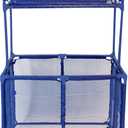 Essentially Yours Pool Noodles Holder, Toys, Floats, Balls, Equipment Mesh Rolling Double Decker Storage Organizer Bin, Large with Noodle Holder, (35.3" W x 23" L x 59.4" H), Blue Style 561935