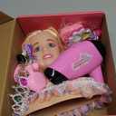 Everideals 39PCS Hair Styling Doll Head Makeup Kit for Girls,Pretend Play Hair Styling Set,with Hairdryer Curling Iron Crown Hairpins Accessories Kit Birthday Gifts for 3 4 5 6+ Years Old Toy