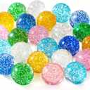 Ayfjovs 24PCS Glitter Bouncy Balls for Kids Party Favors, 32mm 6 Colors Rubber Bounce Balls Bulk, Easter Bag Filling, Easter Basket Stuffers