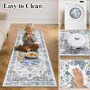 Ileading Washable Hallway Runner Rugs, 2x8 Non Slip Runners Area Rug for Entryway Kitchen Bathroom Bedroom Laundry Living Room, Long Narrow Low-Pile Floor Carpet Boho Vintage Throw Mat for Kids Room