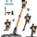 Cordless Vacuum Cleaner, 8 in 1 Vacuum Cleaner for Home with LED Display, 3 Suction Modes, 45mins Runtime Lightweight Stick Vacuum for Home Hardwood Floor, Pet Hair, Carpet (Orange)