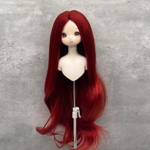 Silk Soft Hair Doll Wig, Easy Styling, Scalp Design, Long Curly, Bright Color and Optimal Curls, 1/6 Doll Wig with Bangs for 15.5 to 17.5cm Dolls, Comfortable Experience (Red)