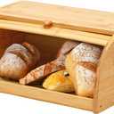 ROYALHOUSE Natural Bamboo Roll Top Bread Box Kitchen Food Storage - Assembly Required