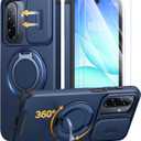 JAME for Samsung Galaxy A17/A16 5G Case, Ring Holder Stand, Slide Camera Cover, 2 Pack Screen Protectors, Dual-Layer Shockproof Protective, Magnetic Accessory Friendly Galaxy A16/A17 4G Case, Blue
