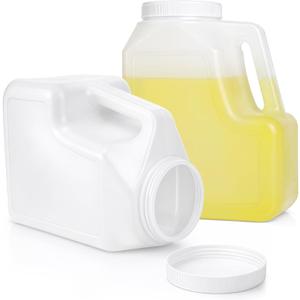 Yesland 2 Pcs White Plastic Gallon Jar with Handle and Airtight Lid - Square Empty Storage Containers and Jugs - 1.25 Gallon Wide Mouth Bottles for Craft Supplies, Paint, Detergent Storage, Liquids