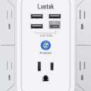 5 Outlet Extender Multi Plug Wall Outlets with 4 USB Charging Ports (1 USB C Outlet), 3 Sided 1680J Surge Protector Power Strip USB Wall Charger for Home, Office, Travel, ETL Listed, White