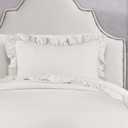 Lush Decor - Comforter Set, Soft Ruffled Bedding with Matching Sham, Cozy Essentials, Elegant Bedroom Decor (Reyna White, Twin XL)
