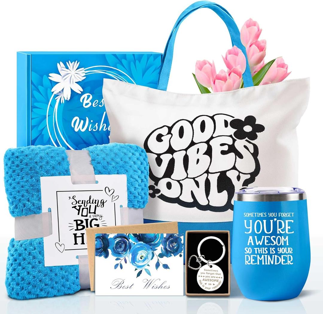 Blue Self Care Package: Christmas & Birthday Gifts for Women - Unique Valentine's Day & Get Well Soon Gifts for Her