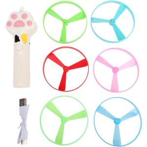 Battery Powered Cat Fetch Toy, Interactive Disc with 6 Flying Discs for Indoor & Outdoor Play